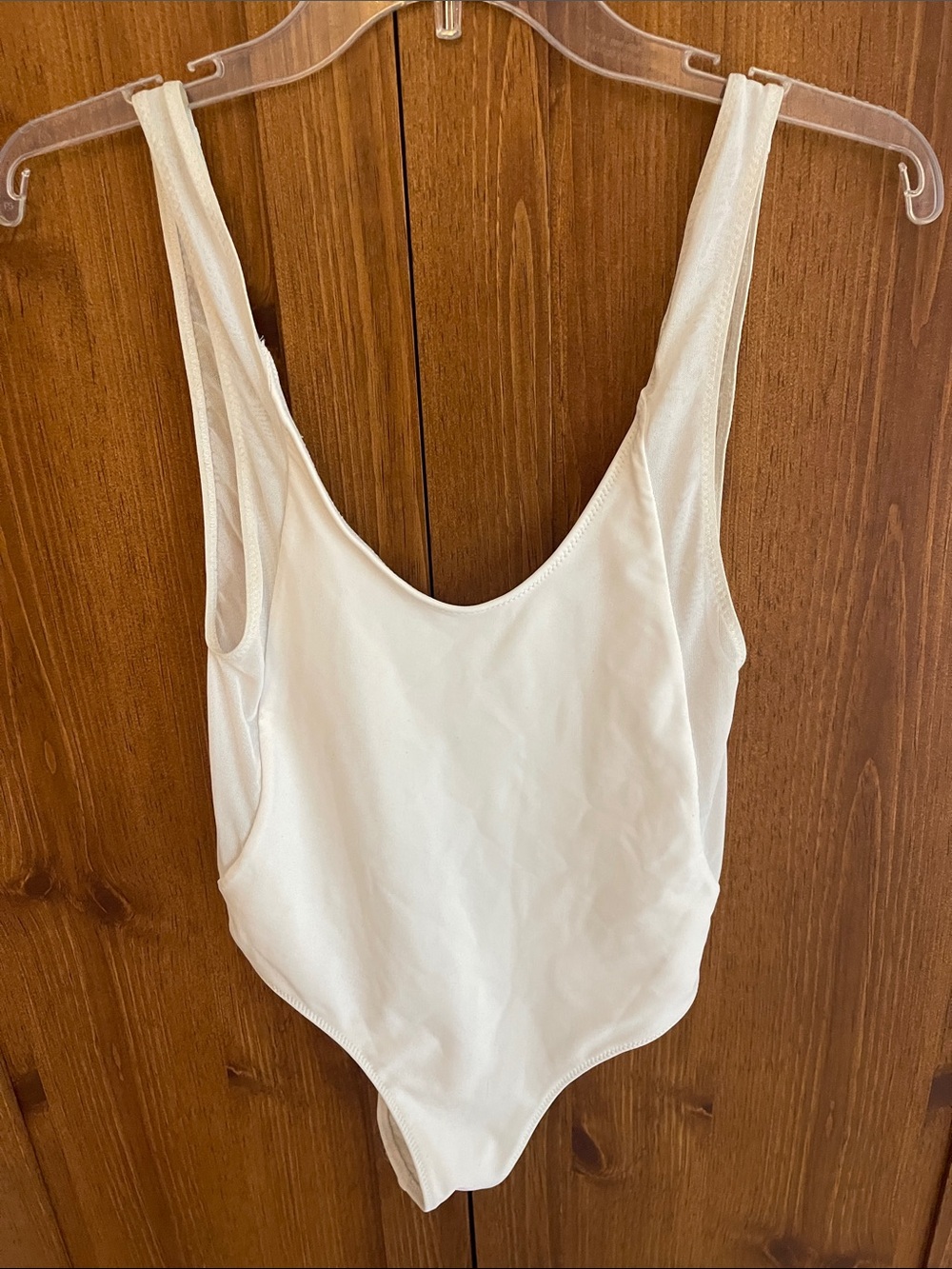Women’s Scoop Neck White Bathing suit - Classic Tank Style